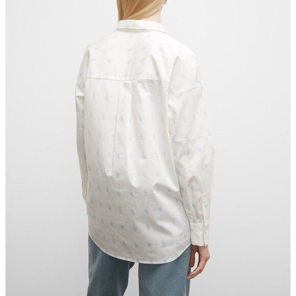 Club Monaco Printed Boyfriend Shirt Relaxed Casual in Polka Dot Size Large /n2 - Picture 2 of 11